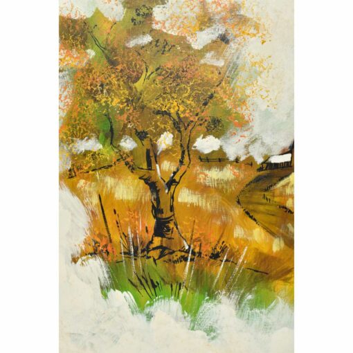 painterly Mid-Century Modern painting with tree