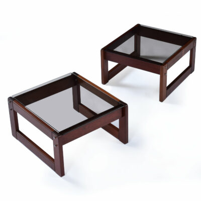 Pair vintage 1970s low profile rosewood end tables by Percival Lafer