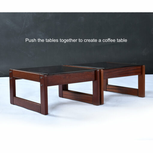 Percival Lafer end tables are modular and can be joined to create a coffee table