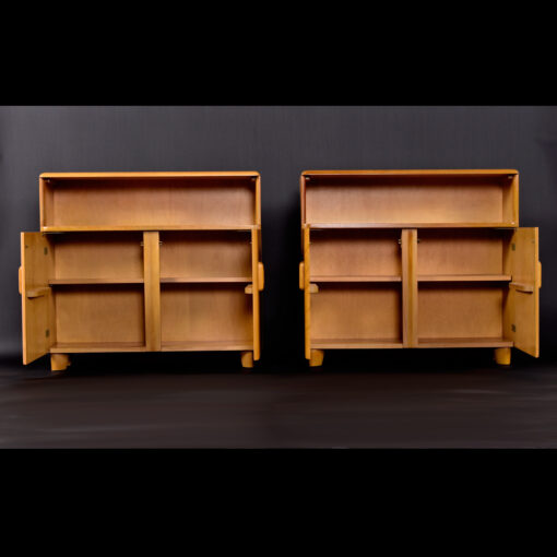 Pair of Mid-Century Modern M 326 wheat bookcase cabinets