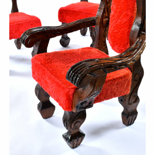 Gorilla paw carved wood arms on Tiki throne chair by Witco