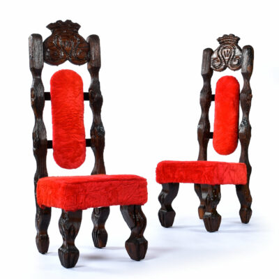Witco armless Conquistador chairs in red fur
